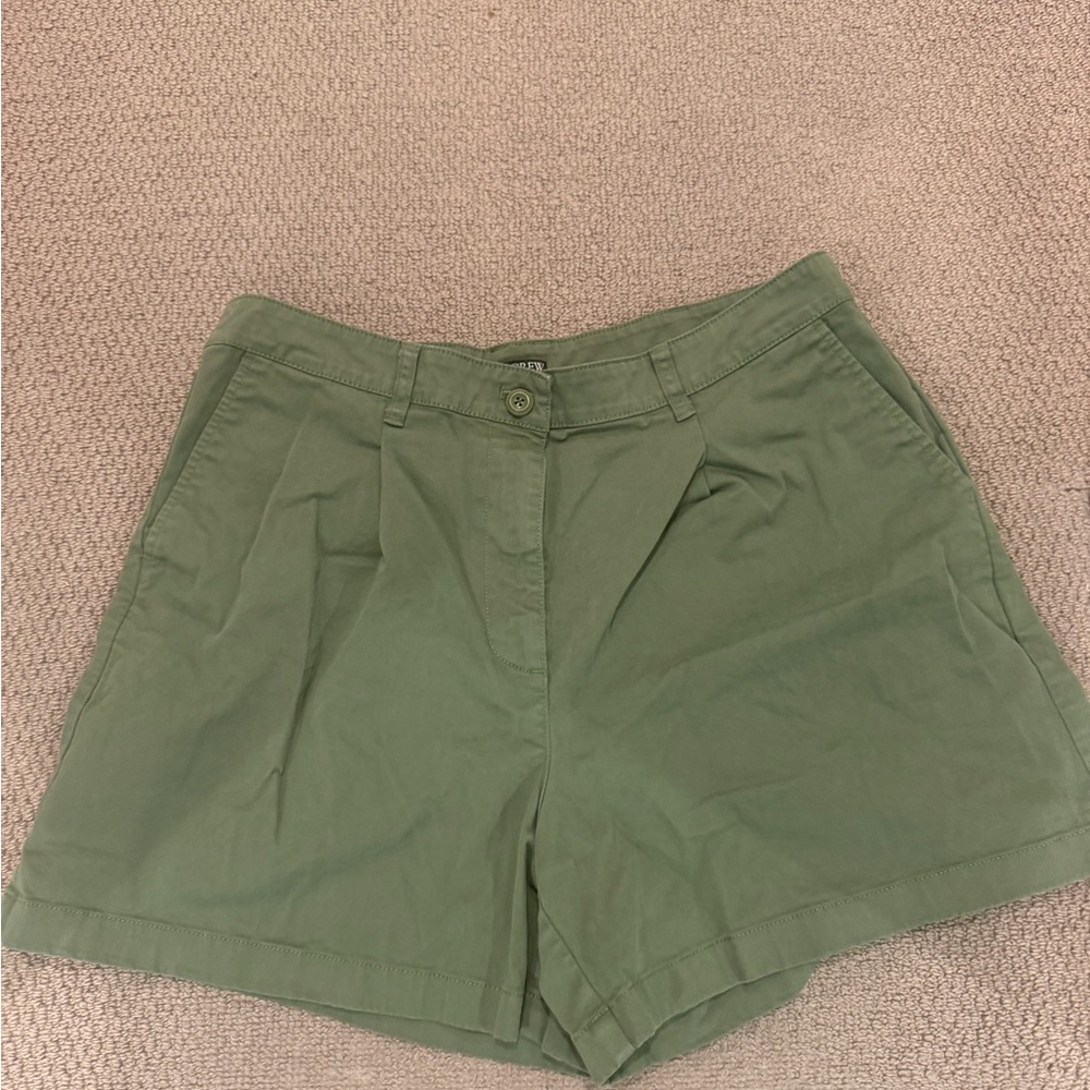 J. Crew Olive Green Pleated High-Rise Women's Shorts
